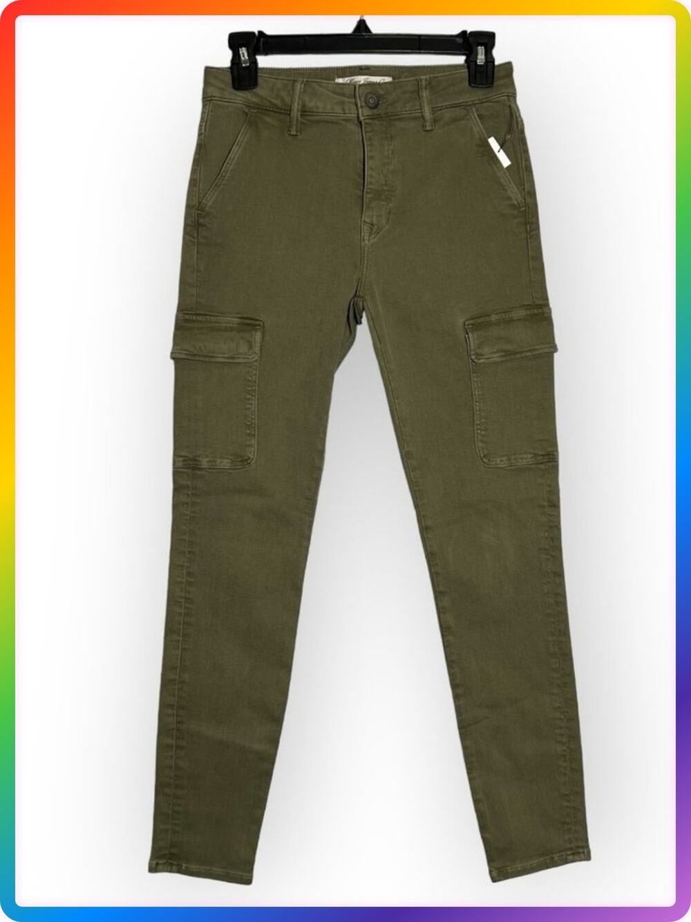 Mavi Cargo Skinny Jeans SIZE 27 Green Mid Rise Stretch Utility Pocket Denim
